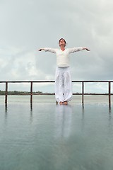 Image showing young woman relax on cloudy summer day