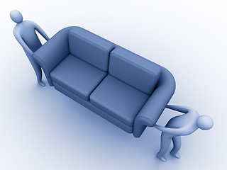 Image showing 3d people carrying a sofa.