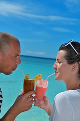 Image showing happy young couple relax and take fresh drink