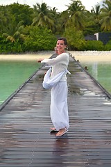 Image showing young woman relax on cloudy summer day