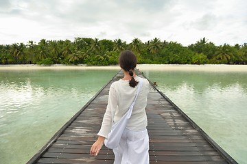 Image showing young woman relax on cloudy summer day