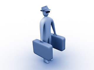 Image showing 3d person holding suitcases.