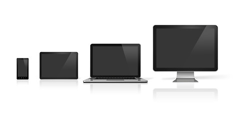 Image showing computer, laptop, mobile phone and digital tablet pc