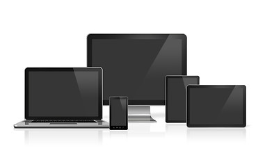 Image showing computer, laptop, mobile phone and digital tablet pc