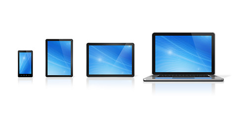 Image showing Laptop, mobile phone and digital tablet pc