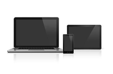 Image showing Laptop, mobile phone and digital tablet pc