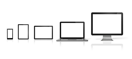 Image showing computer, laptop, mobile phone and digital tablet pc