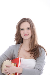 Image showing Pretty young teenage student with textbooks