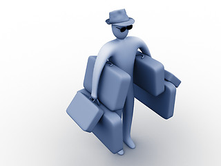 Image showing 3d person holding suitcases.