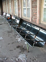 Image showing old trainstation seats