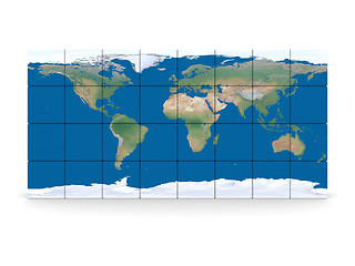 Image showing World map made of blocks