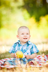 Image showing cute little baby have a picnic