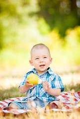 Image showing cute little baby have a picnic