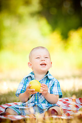 Image showing cute little baby have a picnic