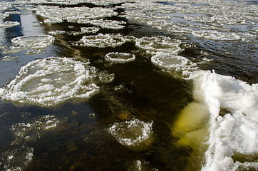Image showing frozen ice pieces in river winter 
