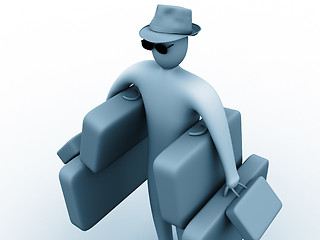 Image showing 3d person holding suitcases.