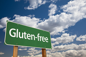 Image showing Gluten-free Green Road Sign and Clouds