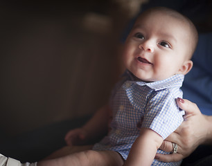 Image showing Cute Mixed Race Infant with Parents