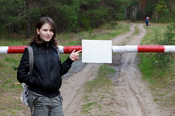 Image showing sign on the barrier