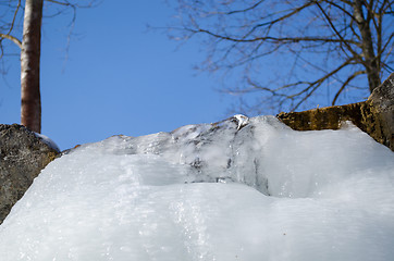 Image showing stream waterfall cascade ice water blue sky 