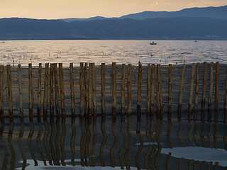 Image showing Reflection of the wooden fence