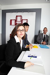 Image showing Businesswoman in a management meeting