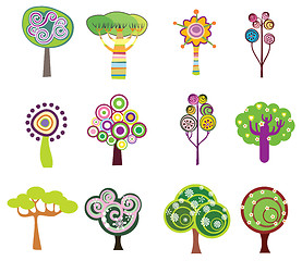 Image showing Decorative trees icons