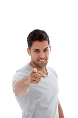 Image showing Handsome young man pointing at the camera