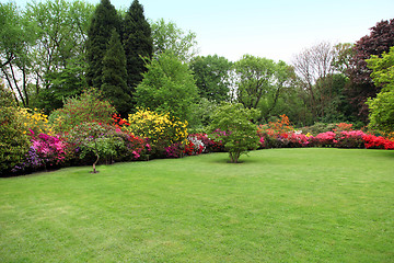 Image showing Beautiful manicured lawn in a summer garden