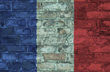 Image showing Flag of France on brick background