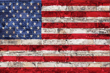 Image showing Flag of USA of brick background