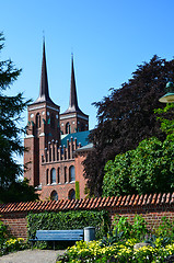 Image showing Summer flowers at Roskilde cathedral