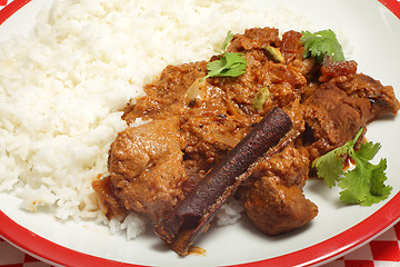 Image showing Balti lamb meal with rice