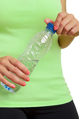 Image showing Woman Holding Bottle of Water