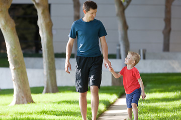 Image showing family of two outdoors