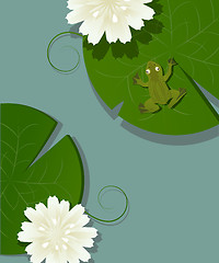 Image showing Frog and lotus