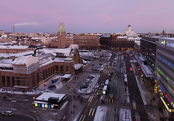 Image showing Cityscape of Helsinki at dusk