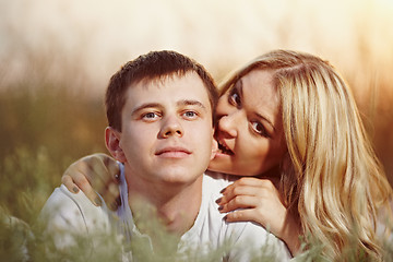 Image showing Couple on sunset