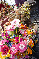 Image showing natural handmade flowers sell spring marketplace 