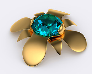 Image showing golden brooch with diamond