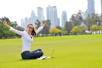 Image showing woman with laptop in park