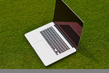 Image showing laptop computer  on grass
