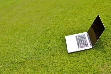 Image showing laptop computer  on grass