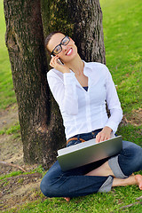 Image showing woman with laptop in park