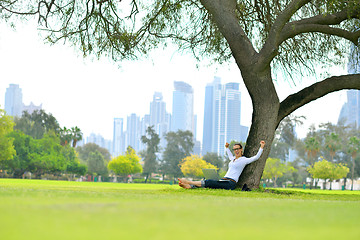 Image showing woman with laptop in park