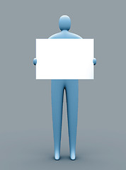 Image showing 3d person holding an empty template for you to use as you like.