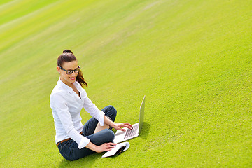 Image showing woman with laptop in park