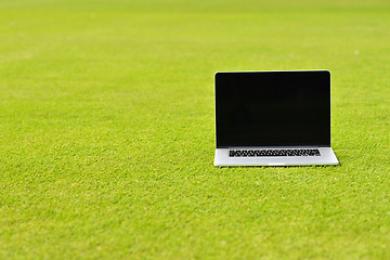 Image showing laptop computer  on grass