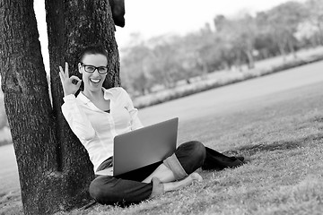 Image showing woman with laptop in park