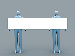 Image showing 3d people holding an empty template for you to use as you like.